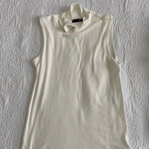 Cream sleeveless ribbed top